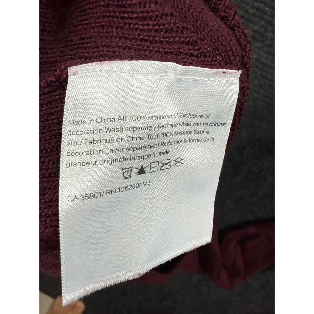 Lululemon Rest Less Pullover 100% Merino Wool Burgundy Magenta Sweater Size 8